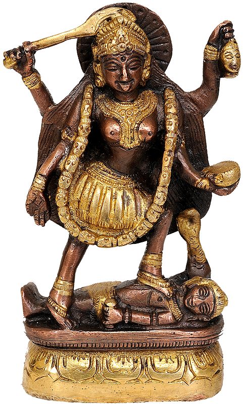 6" Mother Goddess Kali Idol in Brass | Handmade Statues | Made in India