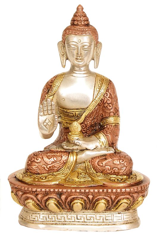 7" Blessing Buddha Brass Statue | Handmade | Made in India