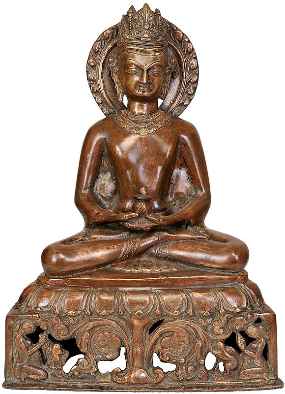 13" Crowned Buddha (Tibetan Buddhist Deity) In Brass | Handmade | Made In India