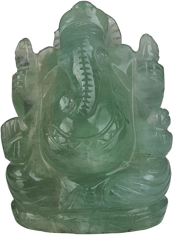 Lord Ganesha (Carved in Green Fluorite)