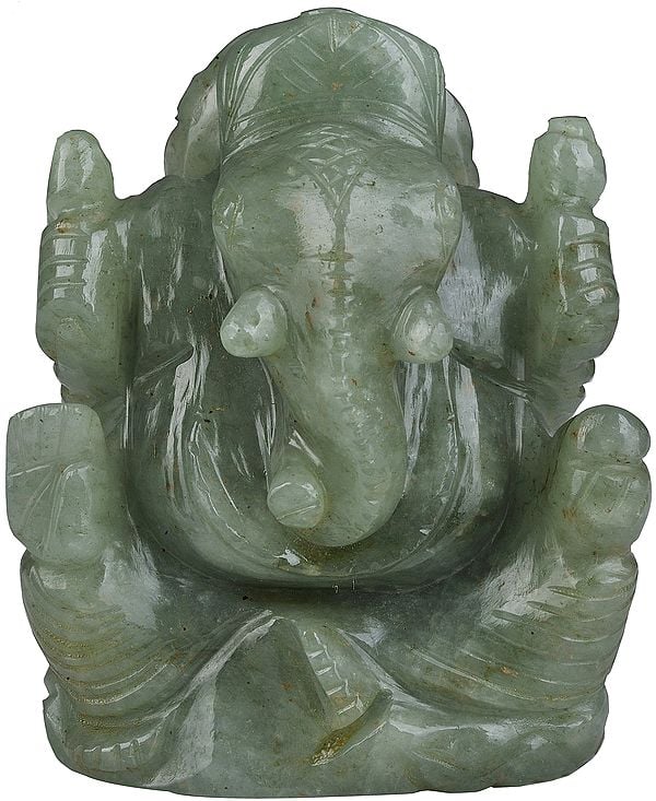 Blessing Ganesha in Green Aventurine