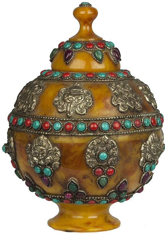 Ashtamangala Amber Dust Vase