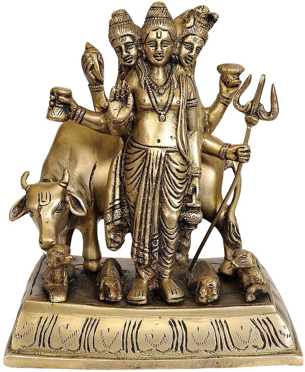 8" Bhagawan Dattatreya In Brass | Handmade | Made In India