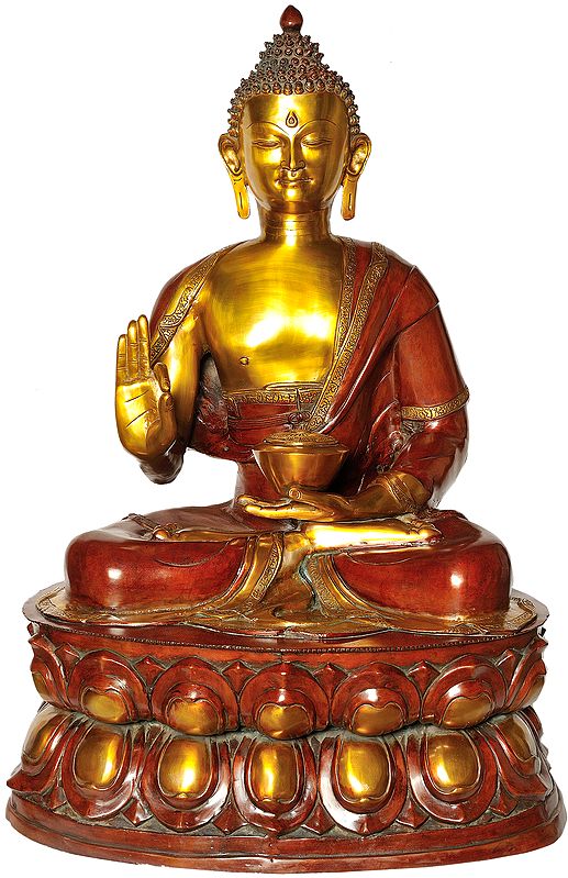38" Large Size Buddha in Interpretive Posture In Brass | Handmade | Made In India