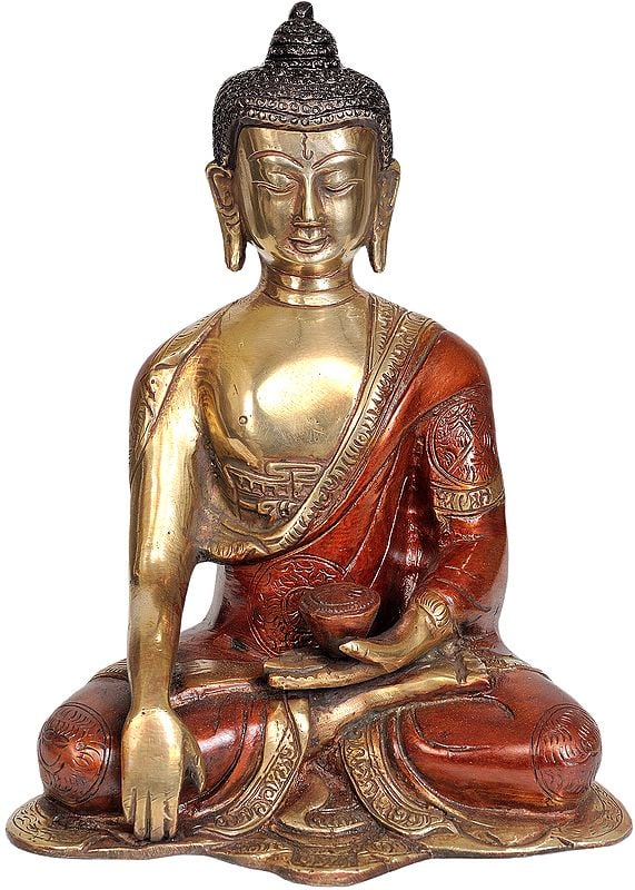 8" Lord Buddha in the Bhumisparsha Mudra In Brass | Handmade | Made In India