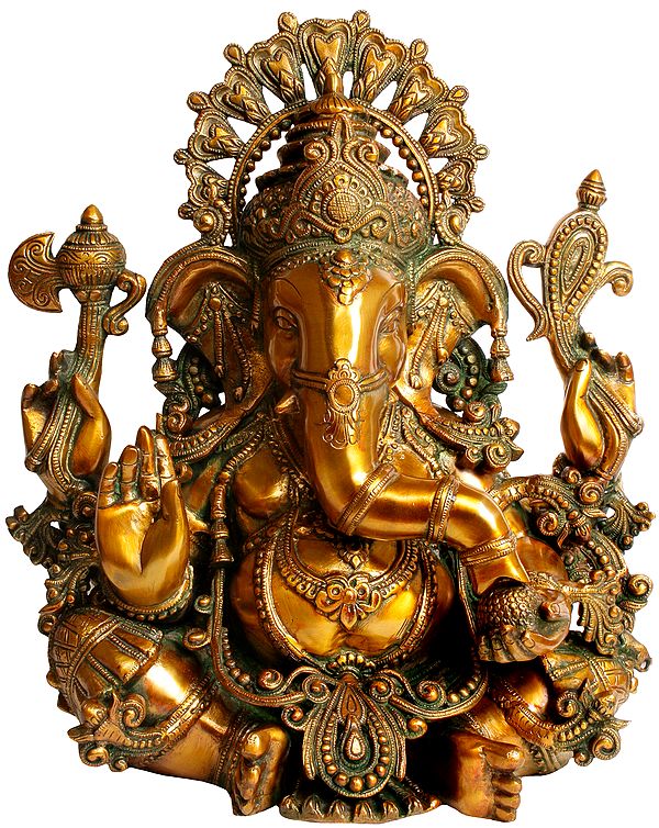 16" Lord Ganesha In Brass | Handmade | Made In India