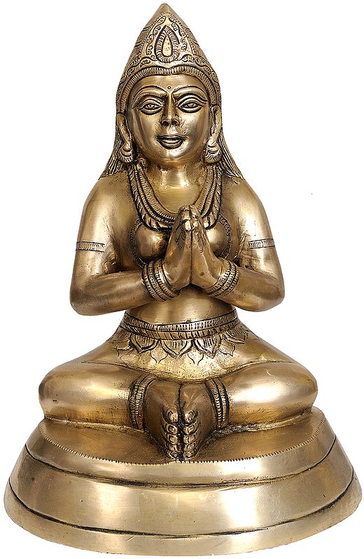 12" Devotee In Namaste In Brass | Handmade | Made In India