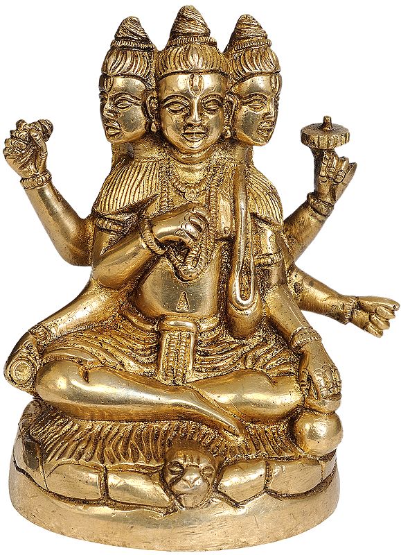 4" Dattatreya Sculpture In Brass | Handmade | Made in India