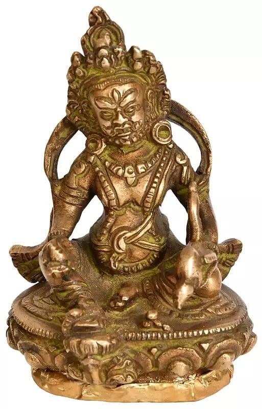 4" Kubera Sculpture in Brass | Handmade | Made in India