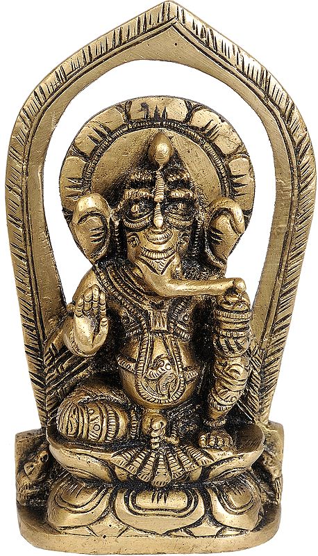 4" Enthroned Ganesha Brass Sculpture | Handmade | Made in India