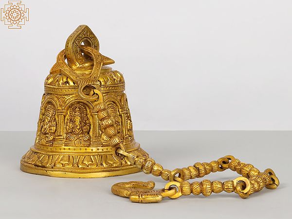 6" Ashta-Vinayaka Temple Hanging Bell In Brass | Handmade | Made In India