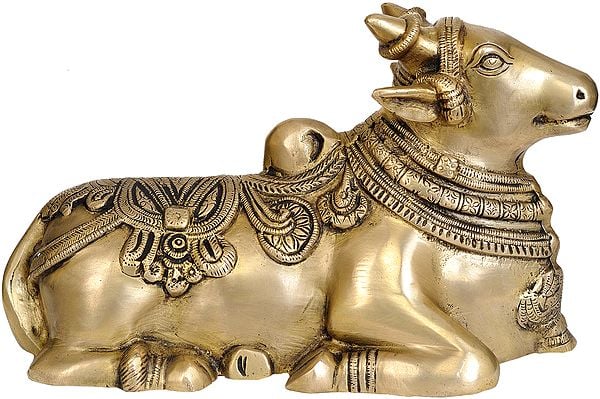 11" Nandi - Vahana of Shiva In Brass | Handmade | Made In India