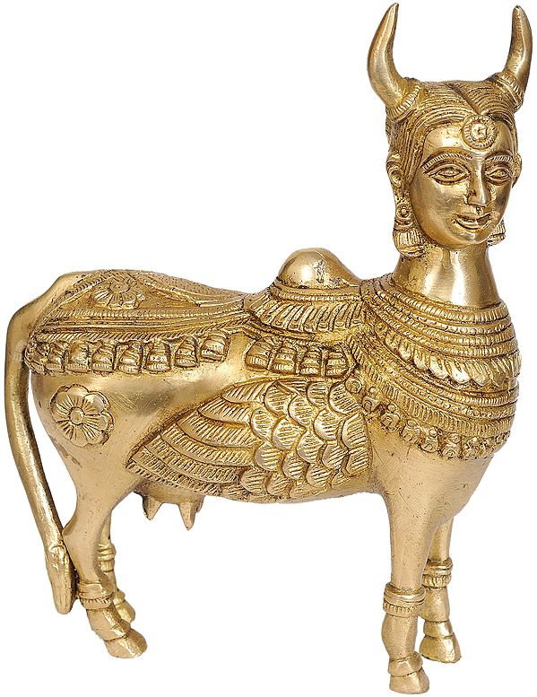 8" Kamadhenu The Wish-Fulfilling Divine Cow In Brass | Handmade | Made In India