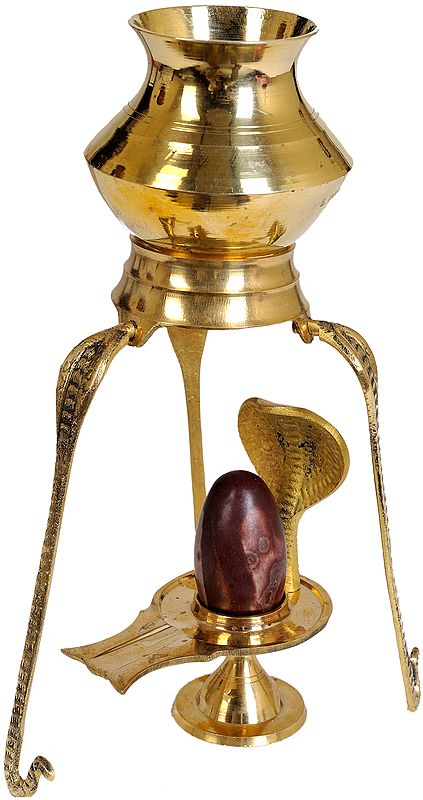 Assembly to Bath Shiva Linga with Dripping Vase for Milk