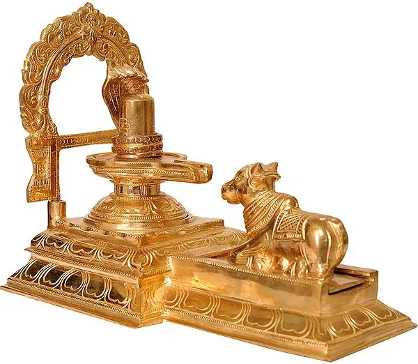 Shiva Linga Assembly for Abhisheka with Nandi