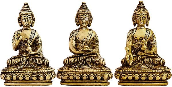 Tibetan Buddhist Deities Set of Three Buddhas (Blessing Buddha, Dhyani Buddha and Medicine Buddha)