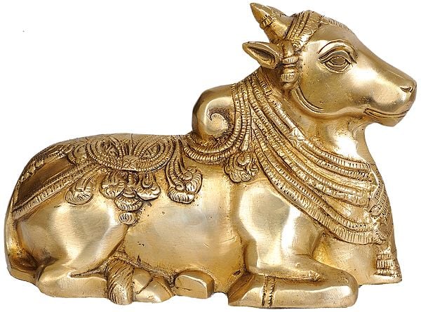 7" Nandi - Vahana of Shiva In Brass | Handmade | Made In India