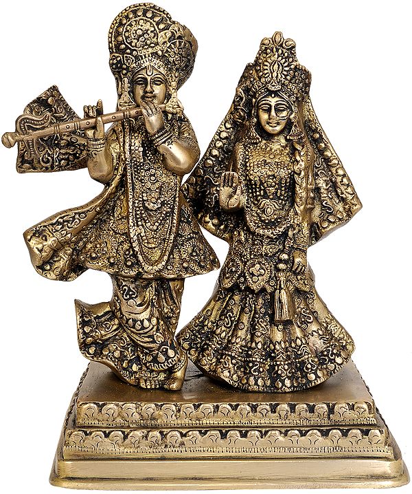 10" Radha Krishna In Brass | Handmade | Made In India