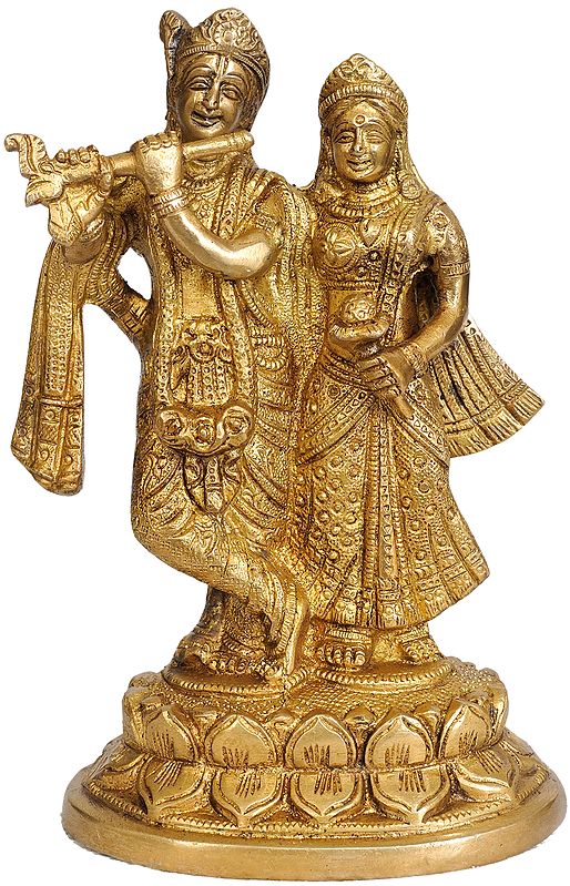 7" Radha Krishna Sculpture in Brass | Handmade | Made in India