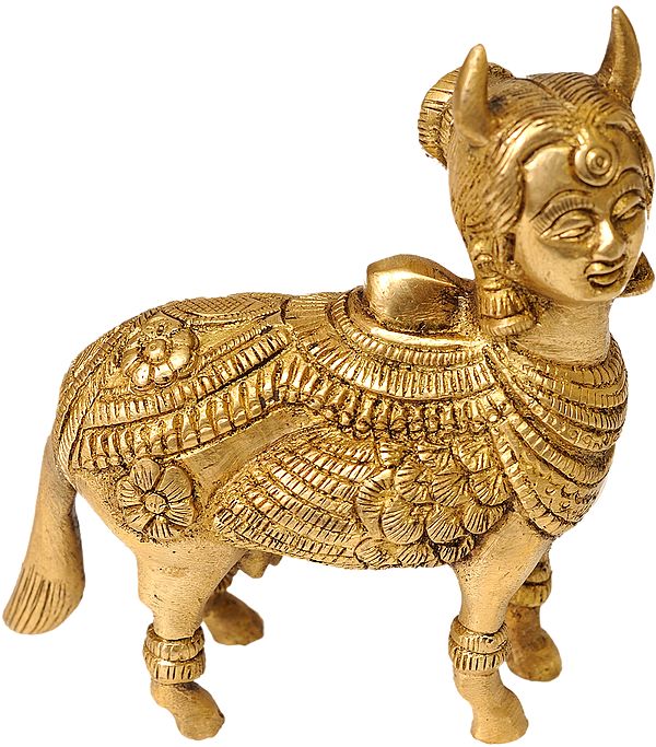 4" Kamadhenu The Wish-Fulfilling Divine Cow In Brass | Handmade | Made In India