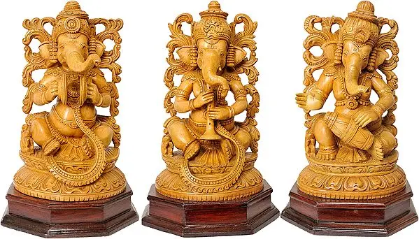 Set of Three Musical Ganeshas