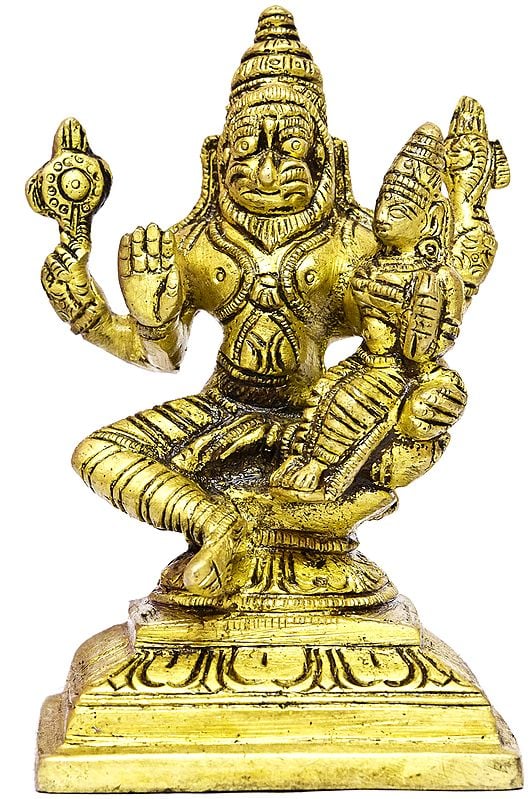 4" Lord Narasimha with His Shakti In Brass | Handmade | Made In India