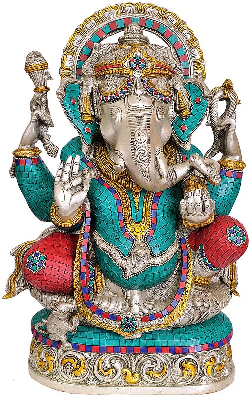 19" Lord Ganesha In Brass | Handmade | Made In India