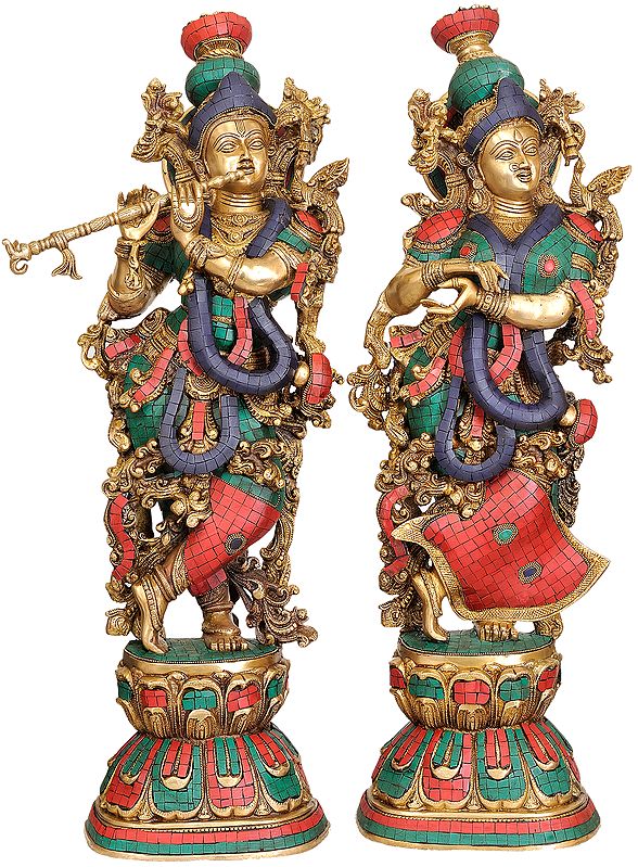 28" Radha Krishna In Brass | Handmade | Made In India