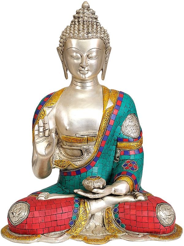 14" Lord Buddha in Vitark Mudra In Brass | Handmade | Made In India