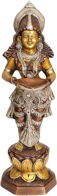 13" Deep Lakshmi in Brass | Handmade | Made in India