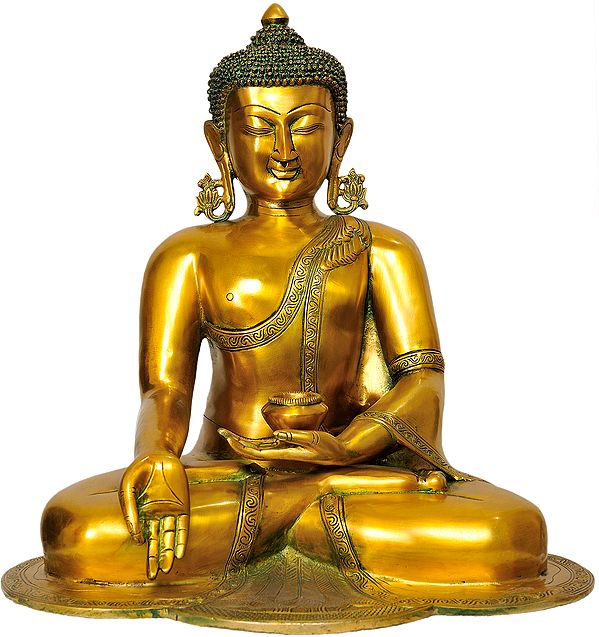 17" Lord Buddha in Jnana Mudra In Brass | Handmade | Made In India