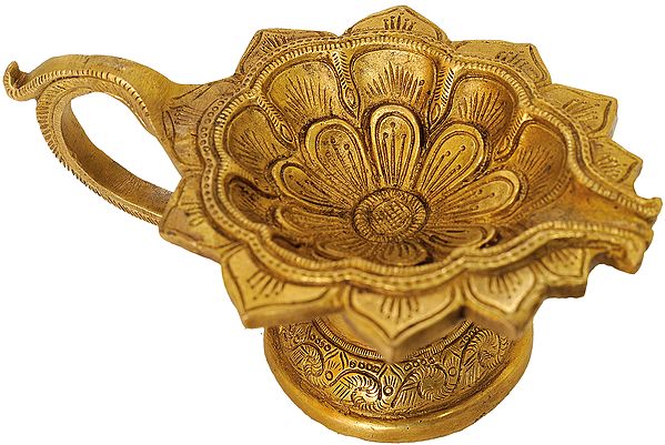 Lotus Puja Diya in Brass