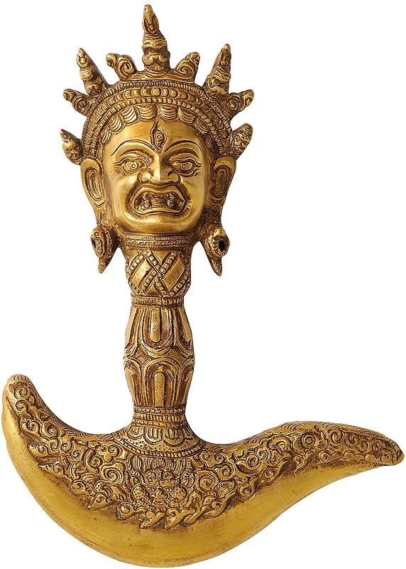 9" Tibetan Buddhist Mahakala Chopper In Brass | Handmade | Made In India