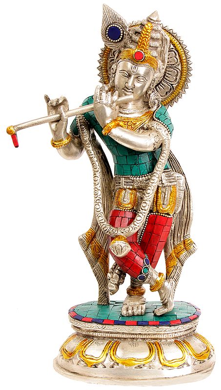 12" Lord Krishna In Brass | Handmade | Made In India