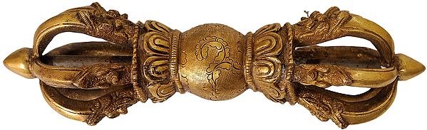9" Tibetan Buddhist Seven-Pronged Dorje In Brass | Handmade | Made In India