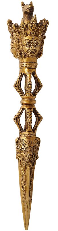 11" Tibetan Buddhist Hayagriva Phurpa In Brass | Handmade | Made In India