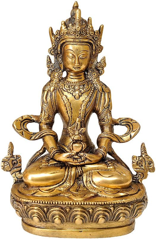 8" Tibetan Buddhist God Amitabha Buddha In Brass | Handmade | Made In India