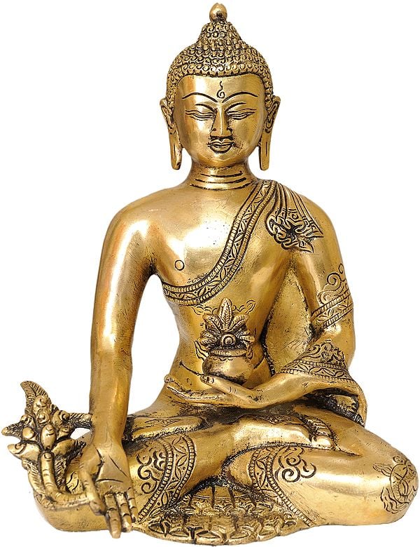 9" Tibetan Buddhist Deity Medicine Buddha In Brass | Handmade | Made In India
