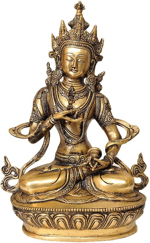 12" Tibetan Buddhist Deity Vajrasattva - The Divine Priest In Brass | Handmade | Made In India
