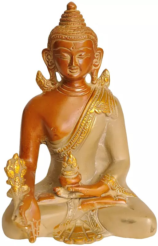 6" Tibetan Buddhist Deity Medicine Buddha In Brass | Handmade | Made In India