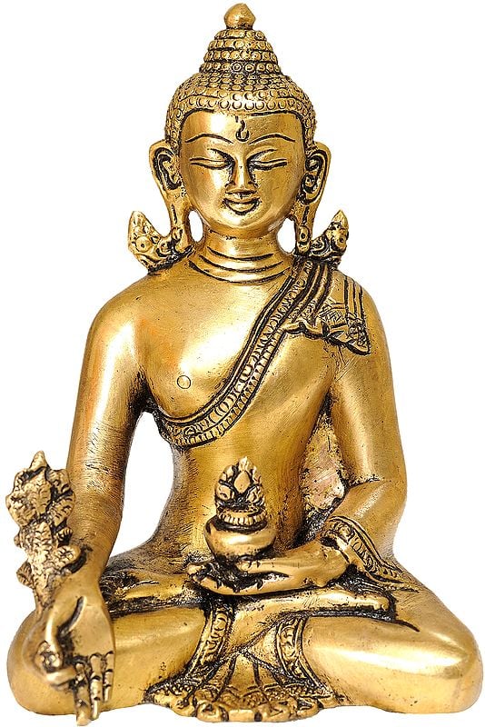 6" Tibetan Buddhist Deity Medicine Buddha In Brass | Handmade | Made In India