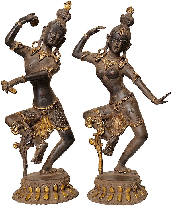 17" Pair of Dancing Shiva Parvati In Brass | Handmade | Made In India