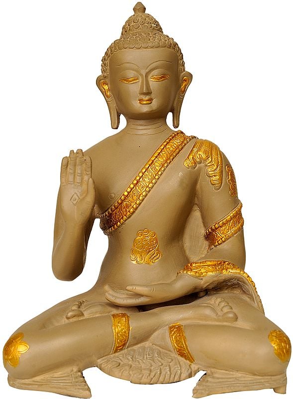 11" Blessing Buddha In Brass | Handmade | Made In India