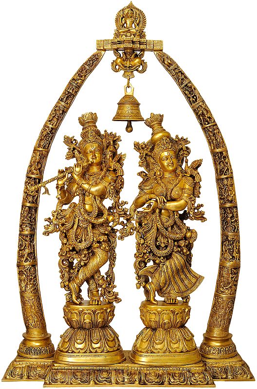 Large Size Radha Krishna with Arch Showing Krishna Leela