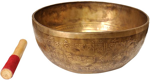 Tibetan Buddhist Singing Bowl with the Image of  Om