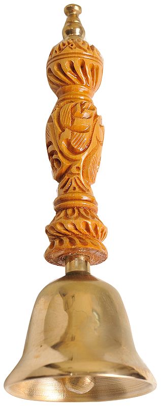 Carved Wooden Hand Held Bell