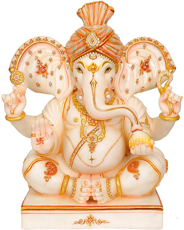 Seated Ganesha with Trident Mark and Large Ears
