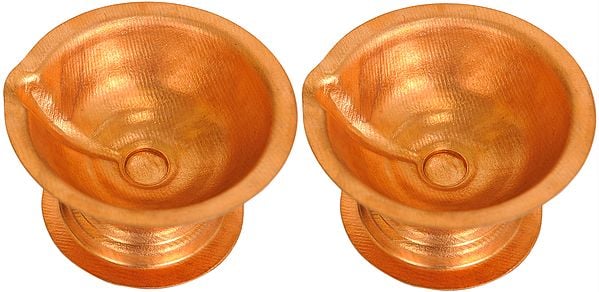 Pair of Copper Puja Diyas