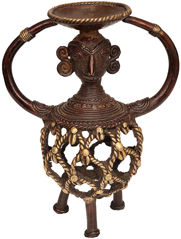 Tribal Lady Candle Stand (Folk Statue from Bastar)