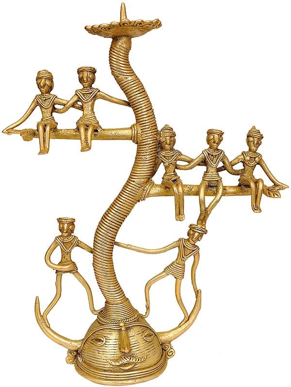 Tree of Life Candle Stand (Tribal Statue from Bastar)